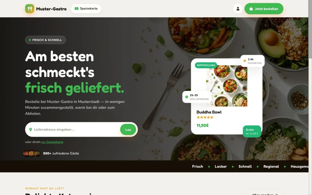 Design-Welt Bowls / Healthy — Beispiel einer Bestellseite