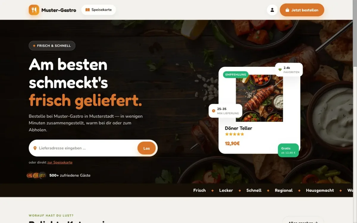 Design-Welt Döner / Orientalisch — Beispiel einer Bestellseite