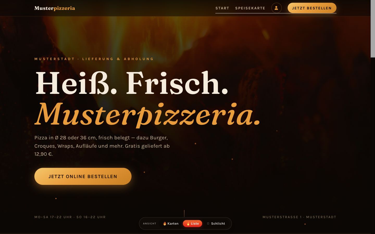Fiamma-Designvariante der Bestelltheke mit großformatigen Food-Fotos im dunklen Look
